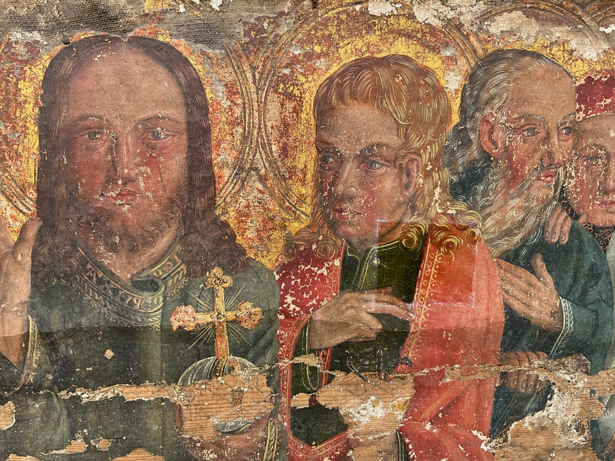 Predella, Oil On Wood Representing The Last Supper, Jesus With The 12 Apostles, Early 16th Century -photo-5