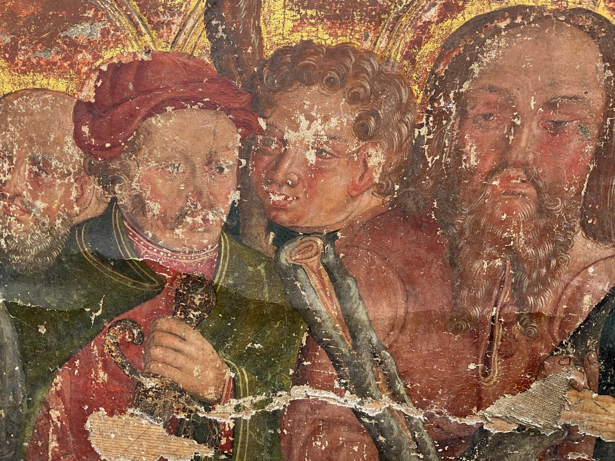 Predella, Oil On Wood Representing The Last Supper, Jesus With The 12 Apostles, Early 16th Century -photo-6