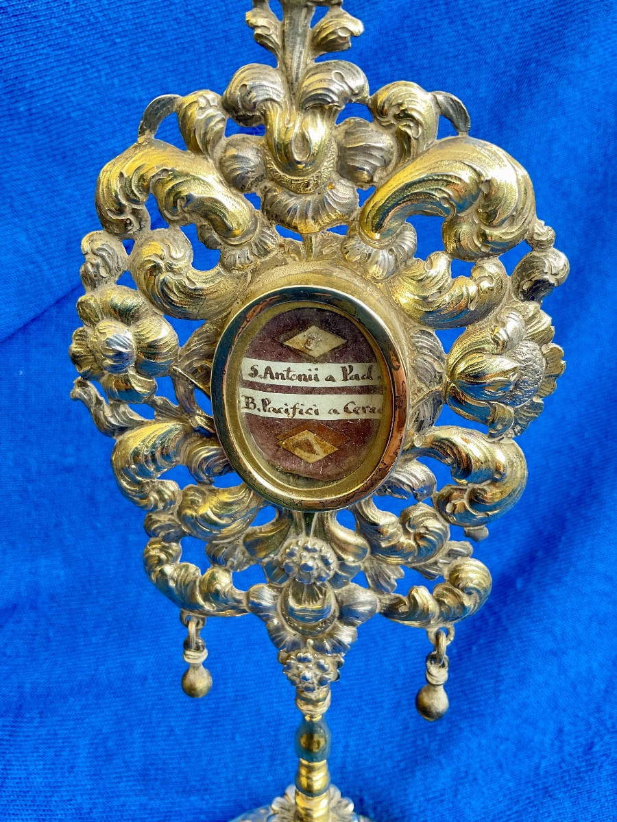 Reliquary Monstrance «  S.antonii, S.pacifici » Solid Silver And Fire Gilded, Germany , XVII -photo-3