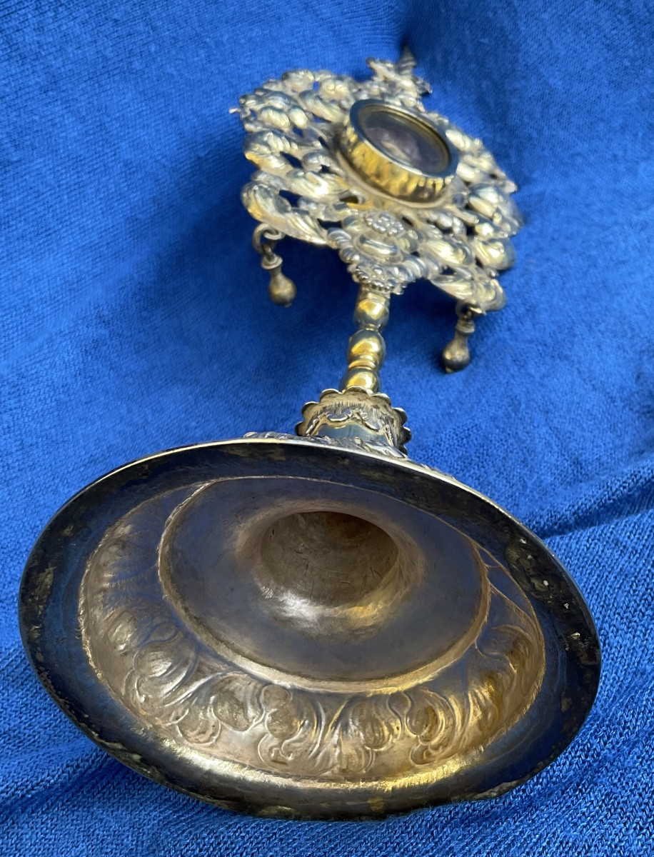 Reliquary Monstrance «  S.antonii, S.pacifici » Solid Silver And Fire Gilded, Germany , XVII -photo-1