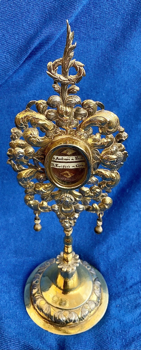 Reliquary Monstrance «  S.antonii, S.pacifici » Solid Silver And Fire Gilded, Germany , XVII 