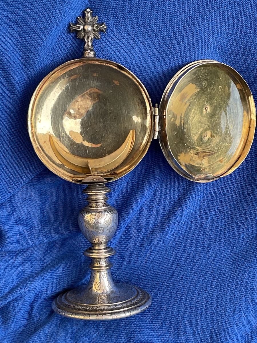 Custody - Monstrance In Silver-plated And Gilded Brass, Italy, 18th Century -photo-3