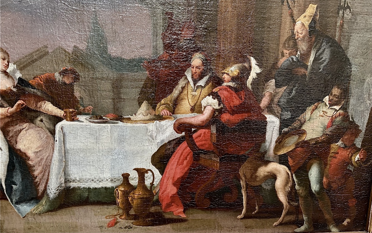 Peinture „ Le Banquet de Cléopâtre et Marc Antonius „ d’après Giovanni Battista Tiepolo, XVIIIe-photo-3