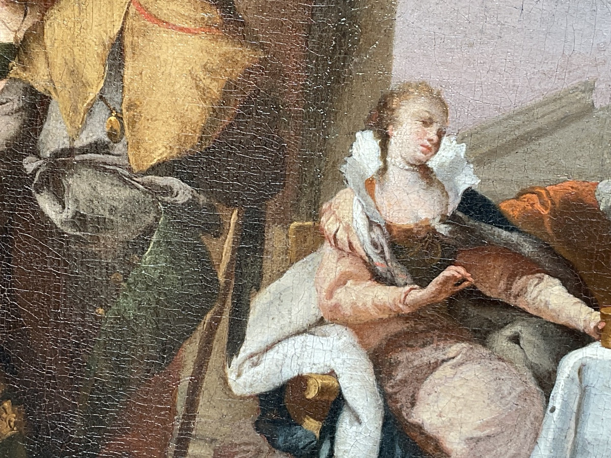 Peinture „ Le Banquet de Cléopâtre et Marc Antonius „ d’après Giovanni Battista Tiepolo, XVIIIe-photo-4