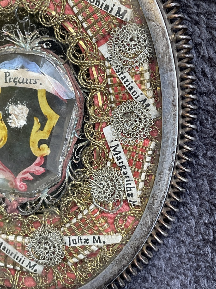 Large Capsule - Reliquary "saint John The Baptist" In Silver, Double-sided, Tyrol 18th Century-photo-6