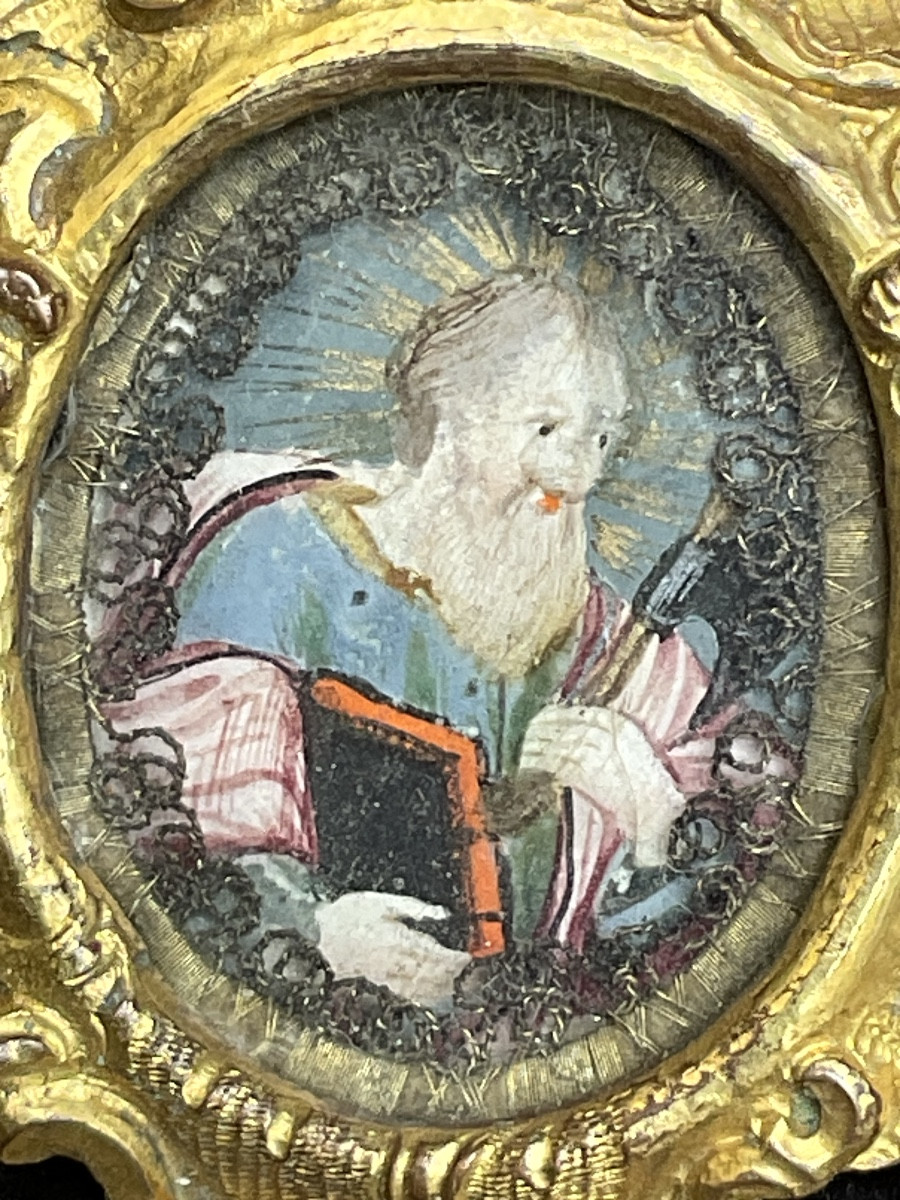 Cadre-Reliquaire «  De la Vraie Croix  «  Cuivre doré , décor Rocaille ajouré, Tyrol XVIIIeme-photo-2