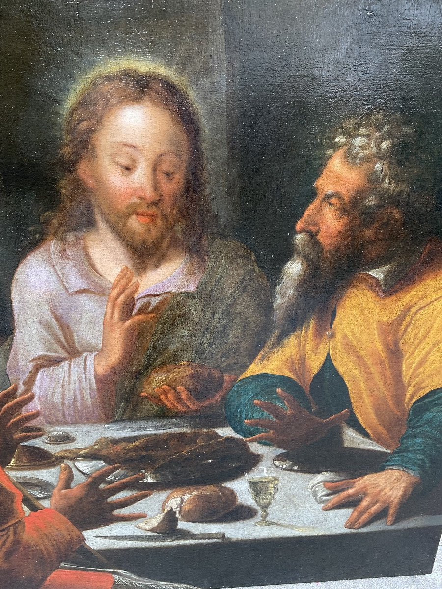 Painting, Two Disciples Recognize The Resurrected Jesus Christ (emmaus Pilgrimage), Late 17th Century-photo-2