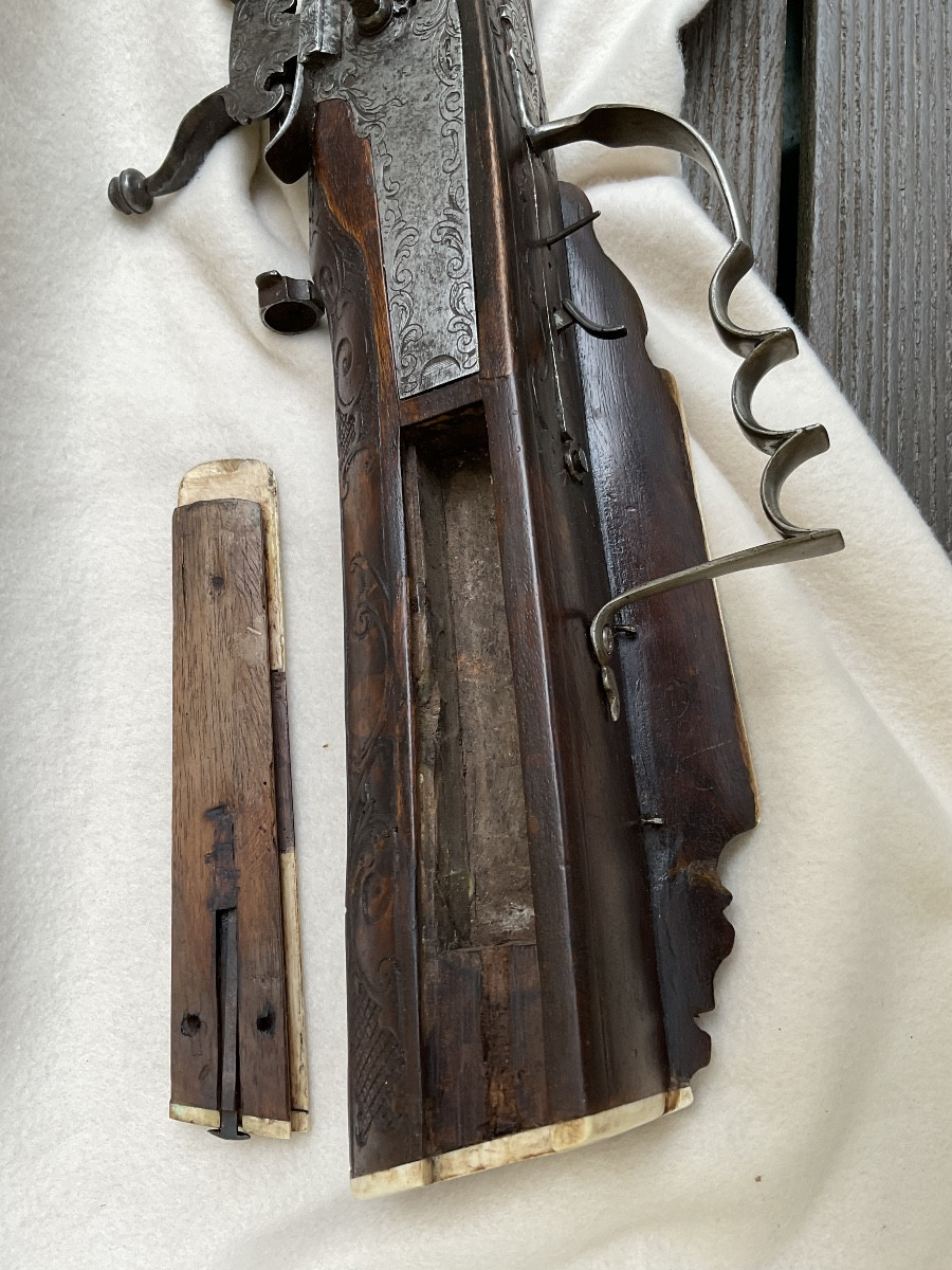 Arquebuse à Rouet ( Fusil de Chasse ): „Georg Draußmiller“ Munich, Fin XVIIe-photo-1