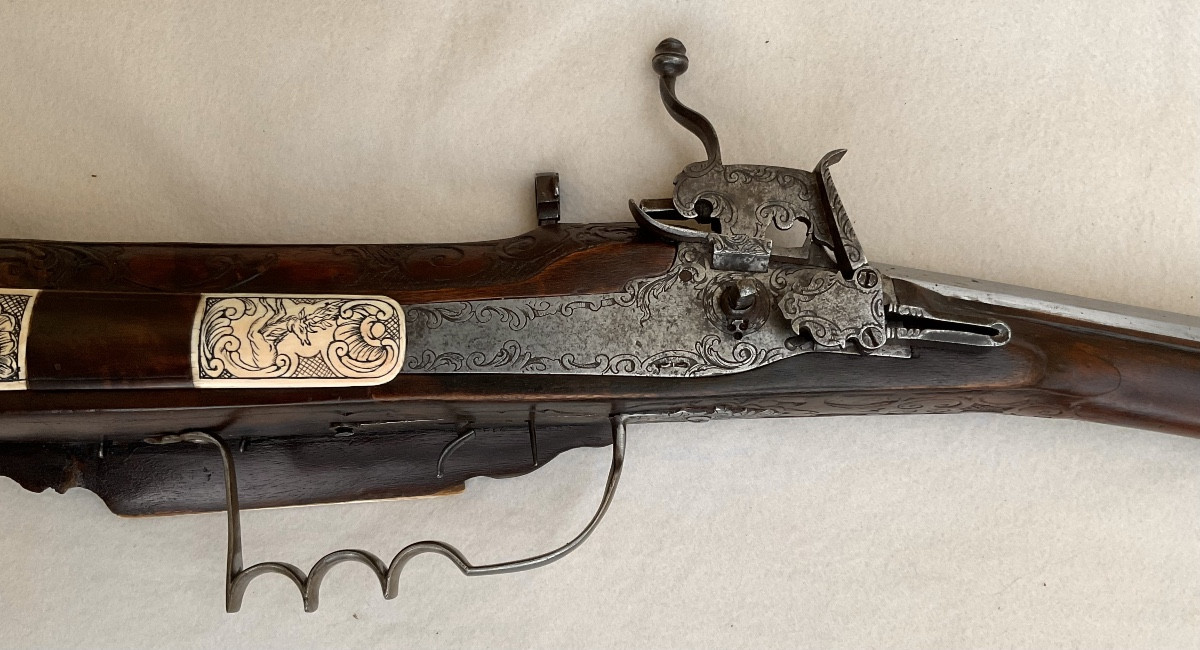 Arquebuse à Rouet ( Fusil de Chasse ): „Georg Draußmiller“ Munich, Fin XVIIe-photo-4