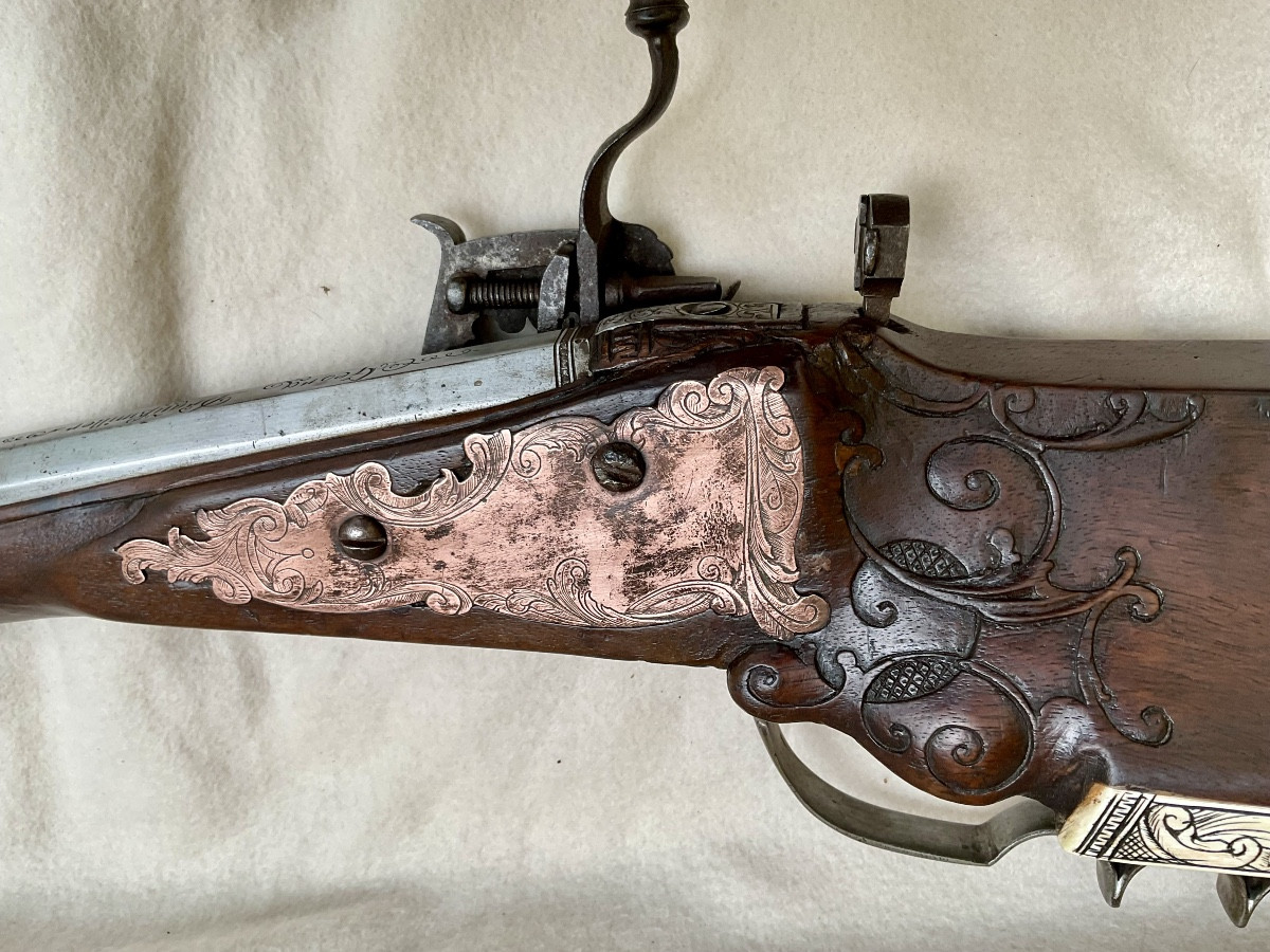 Arquebuse à Rouet ( Fusil de Chasse ): „Georg Draußmiller“ Munich, Fin XVIIe-photo-5