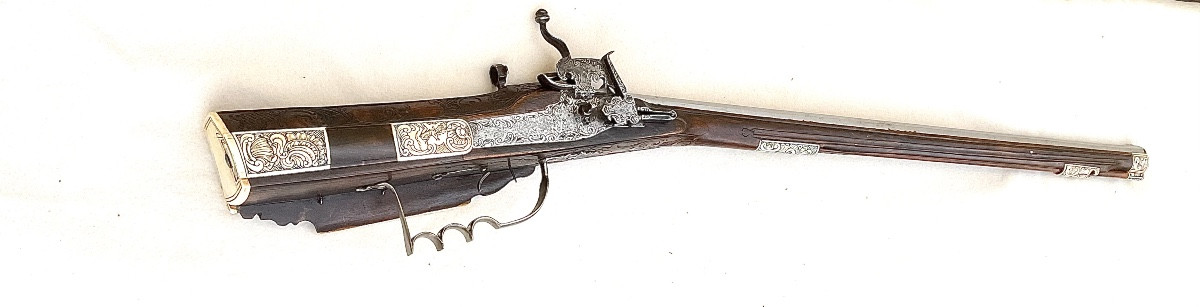 Arquebuse à Rouet ( Fusil de Chasse ): „Georg Draußmiller“ Munich, Fin XVIIe
