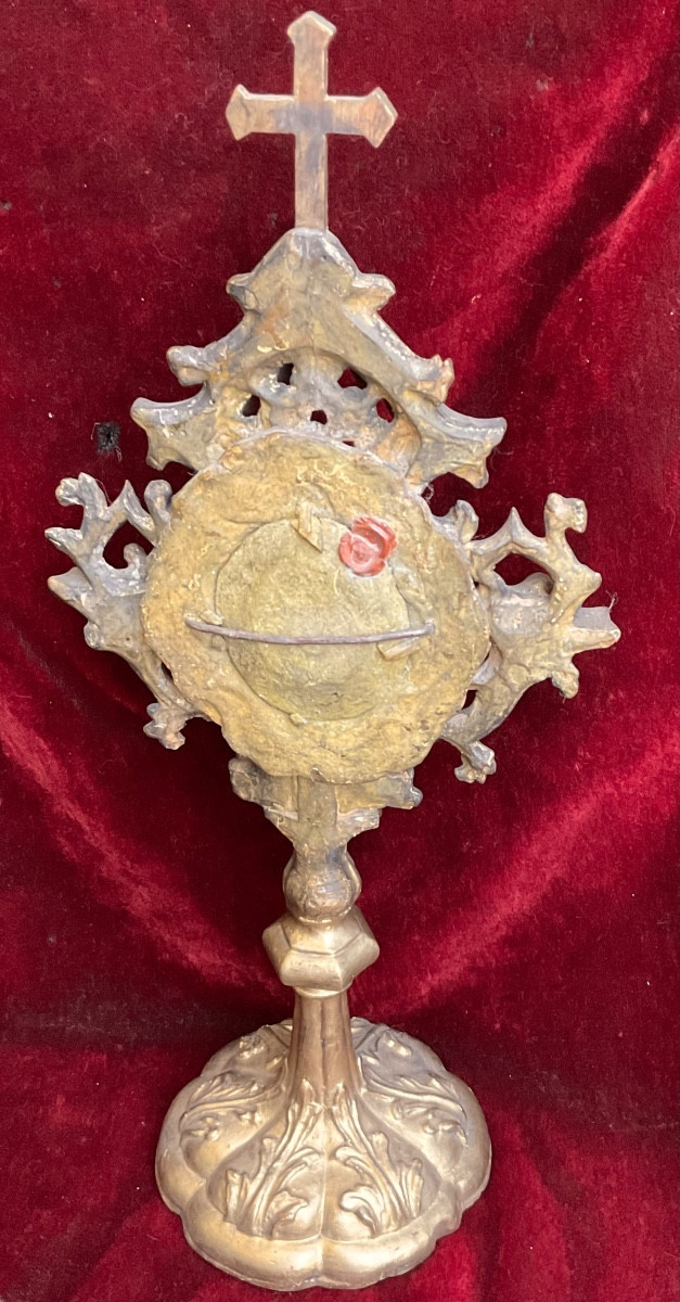 Monstrance Reliquaire « S. Mauricy M. » ,Bois sculpté et doré , Tirol de Sud, XVIIIe siècle -photo-2