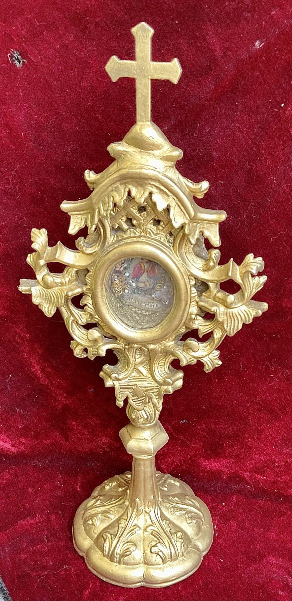 Monstrance Reliquaire « S. Mauricy M. » ,Bois sculpté et doré , Tirol de Sud, XVIIIe siècle 