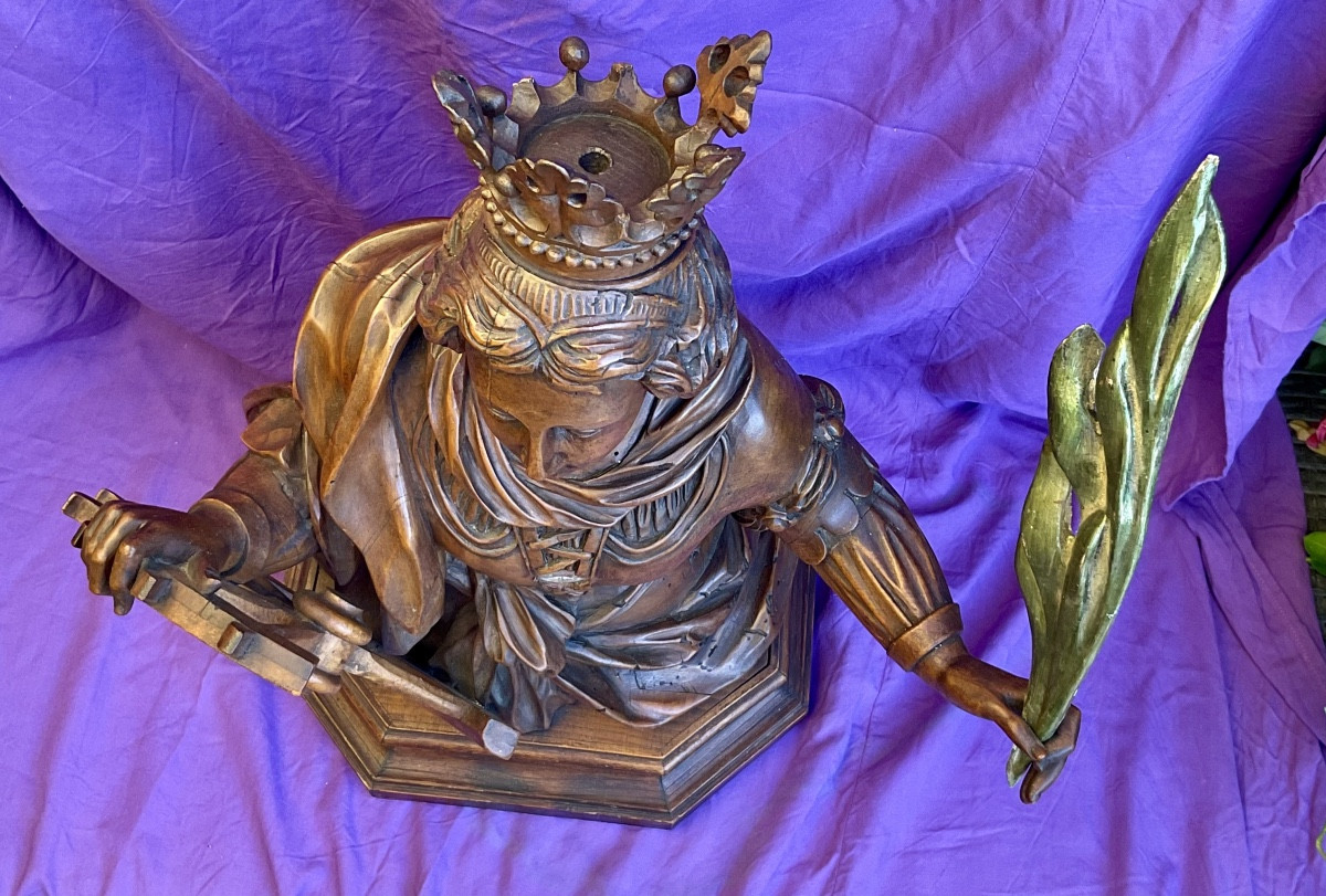 Buste - Reliquaire de Catherine d’Alexandrie , Bois sculpté, Allemagne , début  VIIIe Siècle -photo-1