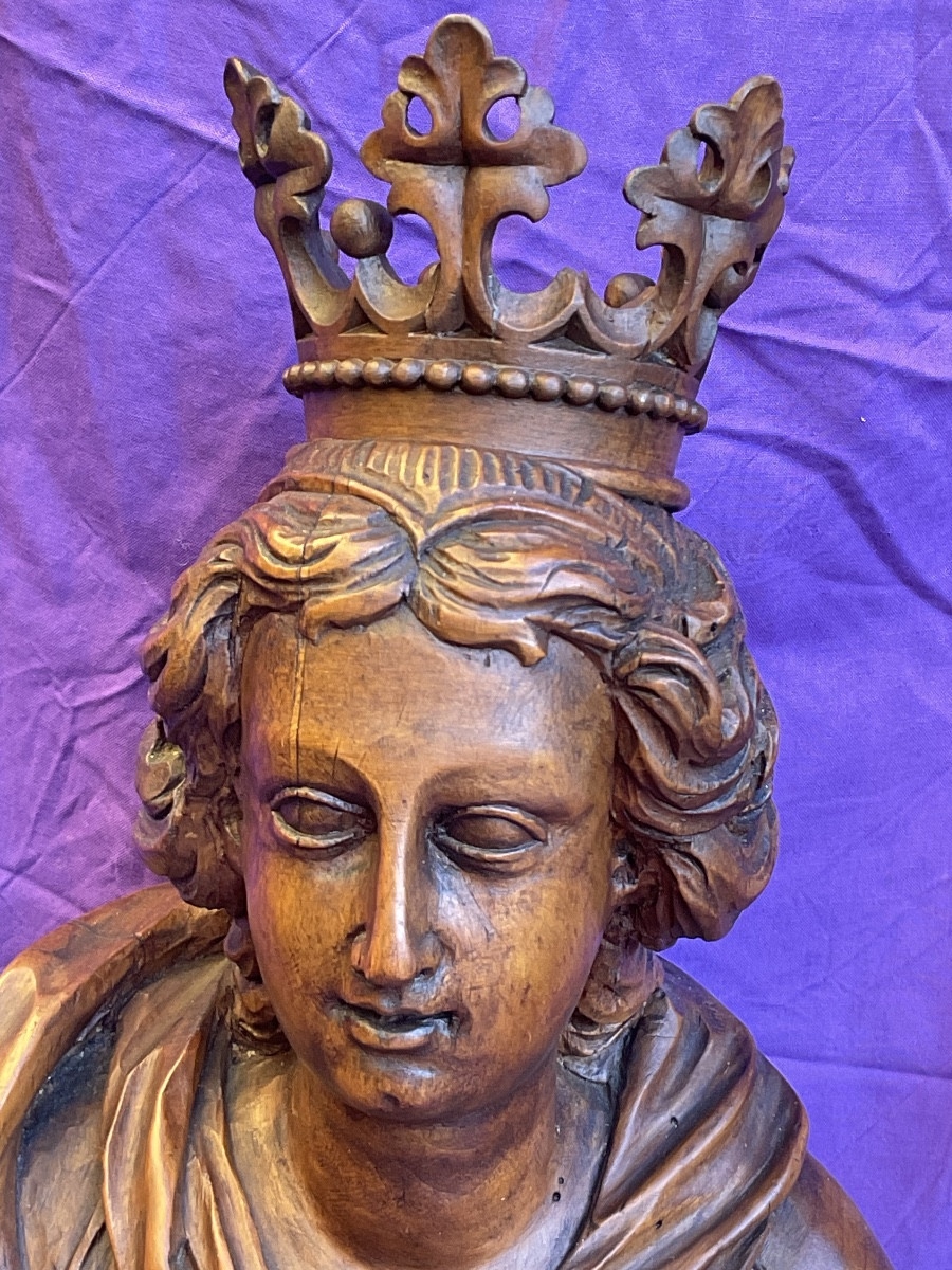 Buste - Reliquaire de Catherine d’Alexandrie , Bois sculpté, Allemagne , début  VIIIe Siècle -photo-2