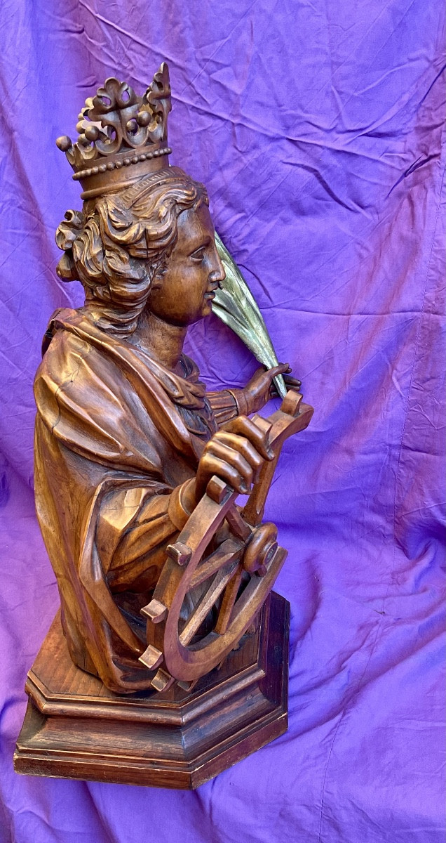Buste - Reliquaire de Catherine d’Alexandrie , Bois sculpté, Allemagne , début  VIIIe Siècle -photo-4