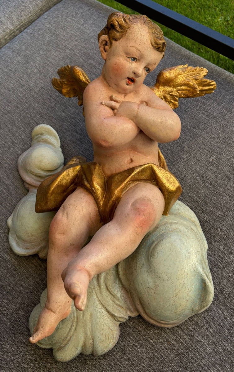 Paires des Anges Baroques, Bois Sculptés et Polychrome ,Allemagne de Sud ( Munich), XVIIIe-photo-2