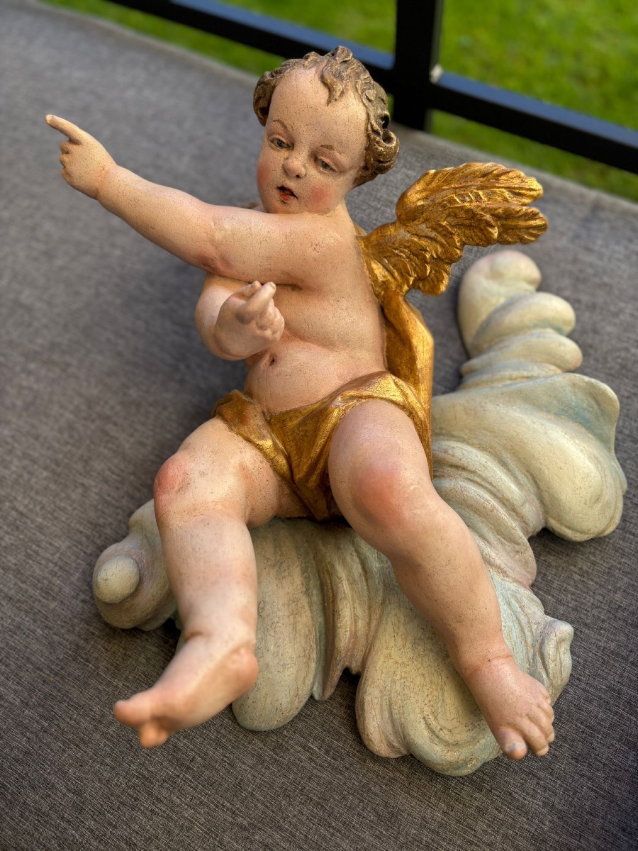Paires des Anges Baroques, Bois Sculptés et Polychrome ,Allemagne de Sud ( Munich), XVIIIe-photo-3