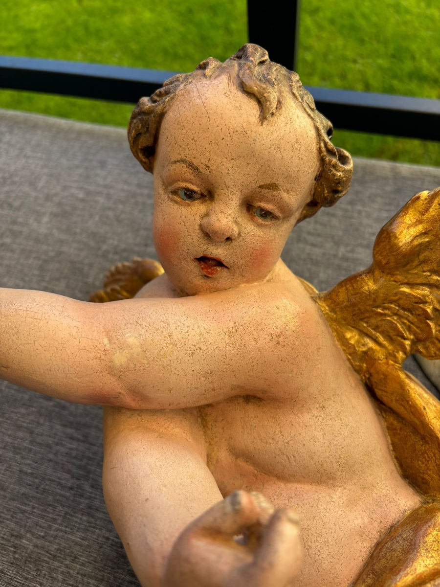 Paires des Anges Baroques, Bois Sculptés et Polychrome ,Allemagne de Sud ( Munich), XVIIIe-photo-4