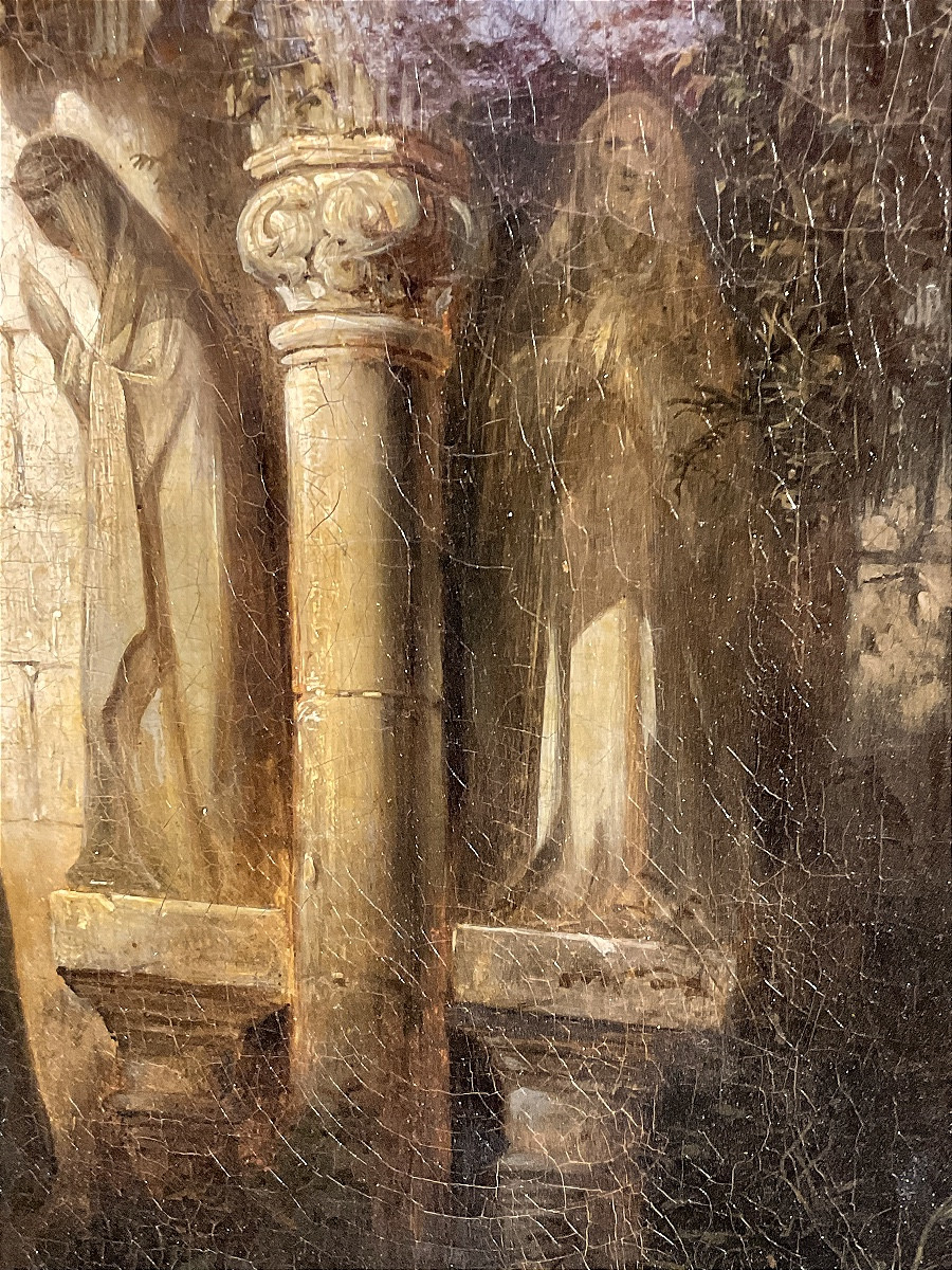 Painting: Monk In Prayer In A Cloister, Signed “h. Vianden”, Late 19th Century -photo-4