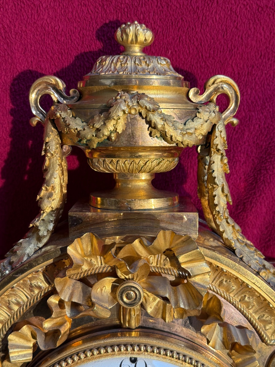 Gilt Bronze Clock "fox, Clockmaker To His Highness The Duke Of Bourbon" Louis XVI Period-photo-3