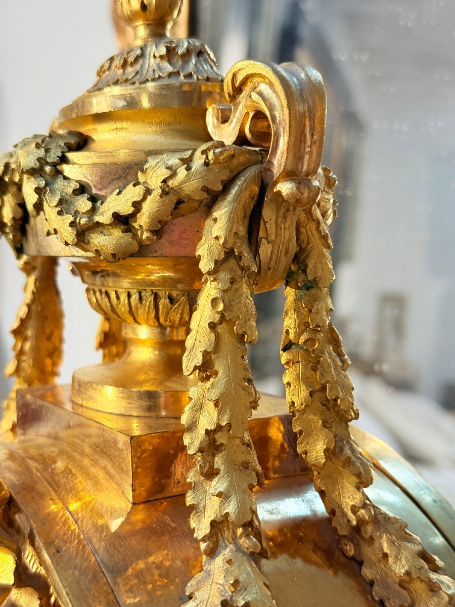 Gilt Bronze Clock "fox, Clockmaker To His Highness The Duke Of Bourbon" Louis XVI Period-photo-4