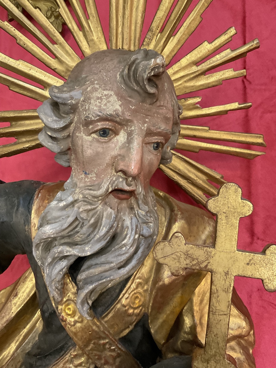 Father God, Carved In The Round From Wood, Polychrome And Gilded, Austria, 18th Century -photo-2