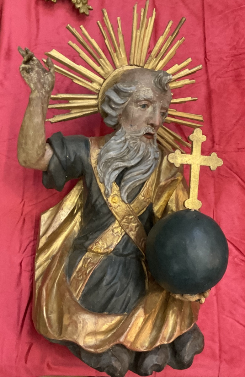 Father God, Carved In The Round From Wood, Polychrome And Gilded, Austria, 18th Century 