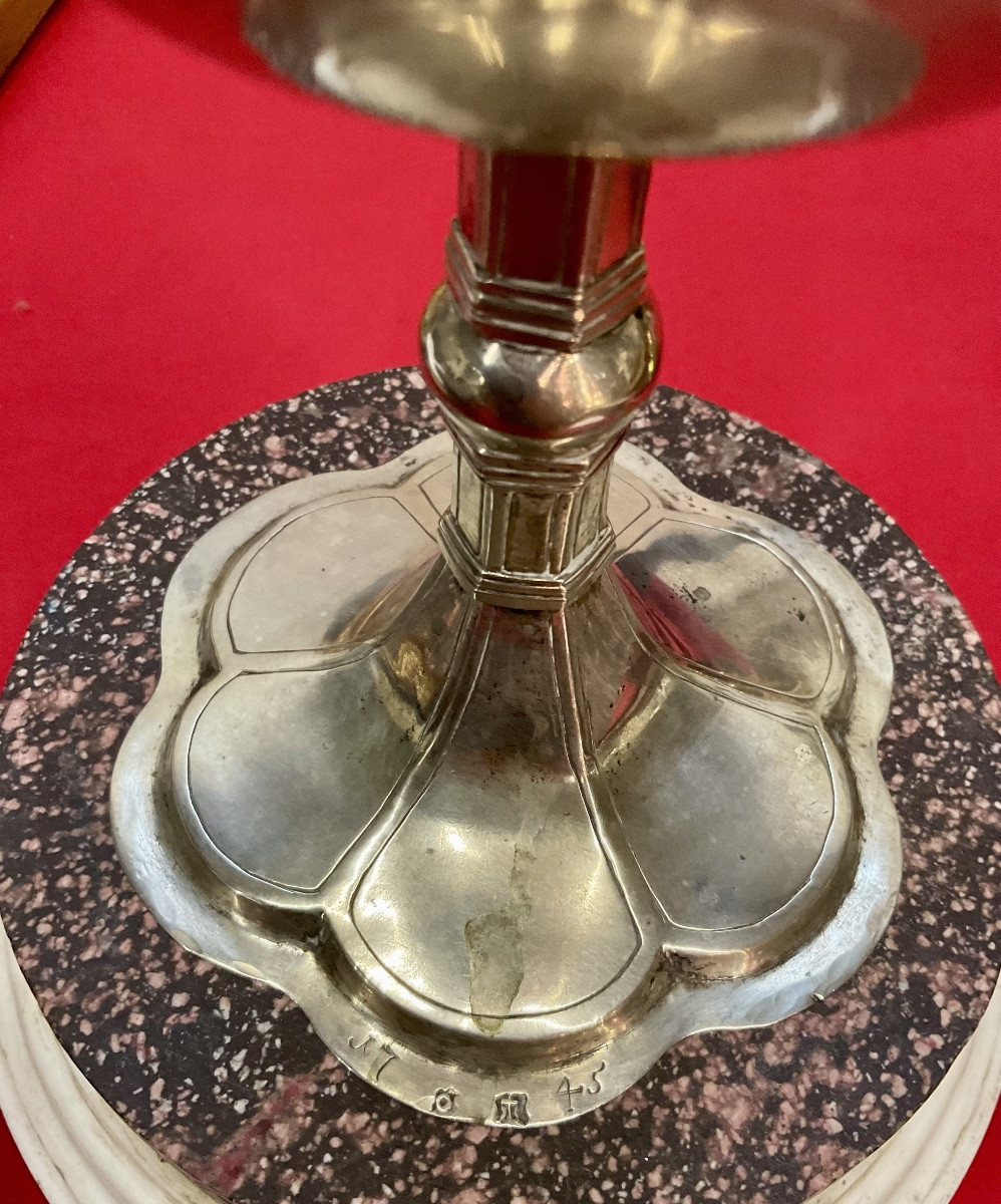 Ciboire en Argent, repoussée à Décor médaillons et instruments de le Passion, Fin XVII ième -photo-4