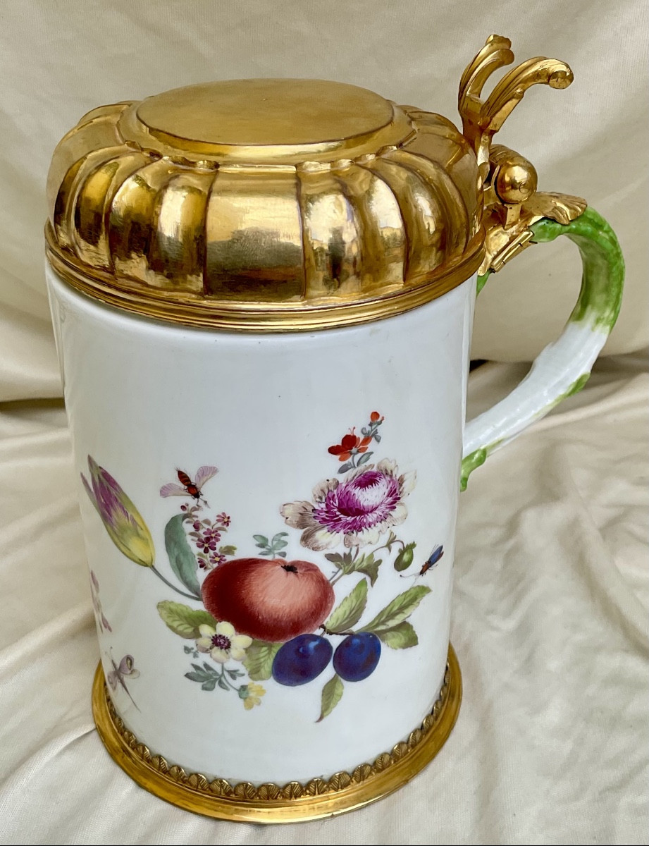 Mug, Meissen Porcelain, Polychrome Decoration: Flowers, Fruits, Insects, Mid-18th Century 