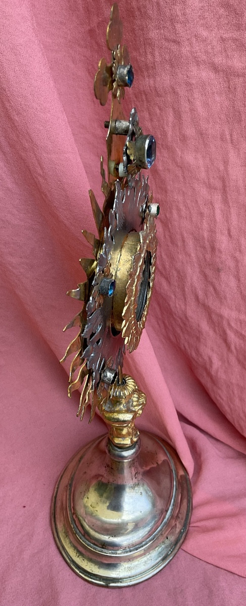 Monstrance- Reliquaire Du Pape Léon II, en Mètal argenté et doré, Autriche début XIXeme siècle -photo-3