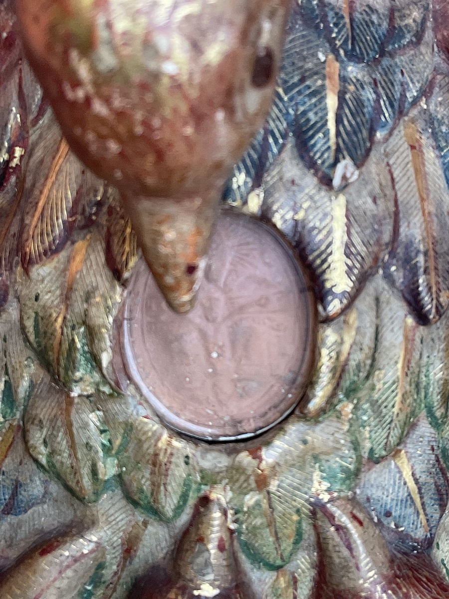 Pelican Feeding Its Chicks With Its Own Blood, Carved, Painted, And Gilded Wood, 18th-century Spain-photo-3