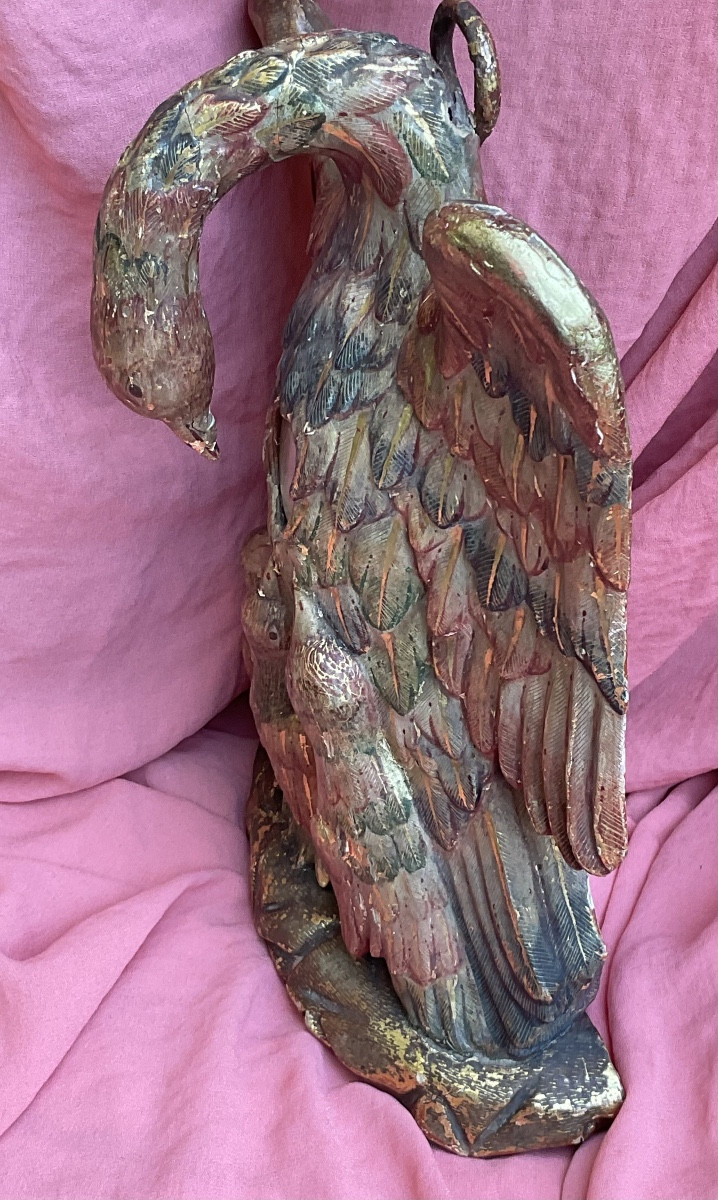 Pelican Feeding Its Chicks With Its Own Blood, Carved, Painted, And Gilded Wood, 18th-century Spain-photo-1