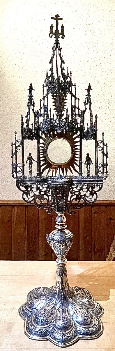 Grande  Monstrance ( Custodia ) en Argent massif et partiellement doré, Espagne environ 1600-photo-2