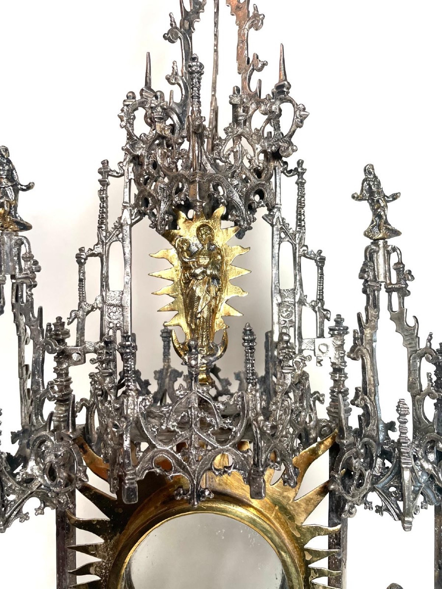 Grande  Monstrance ( Custodia ) en Argent massif et partiellement doré, Espagne environ 1600-photo-1