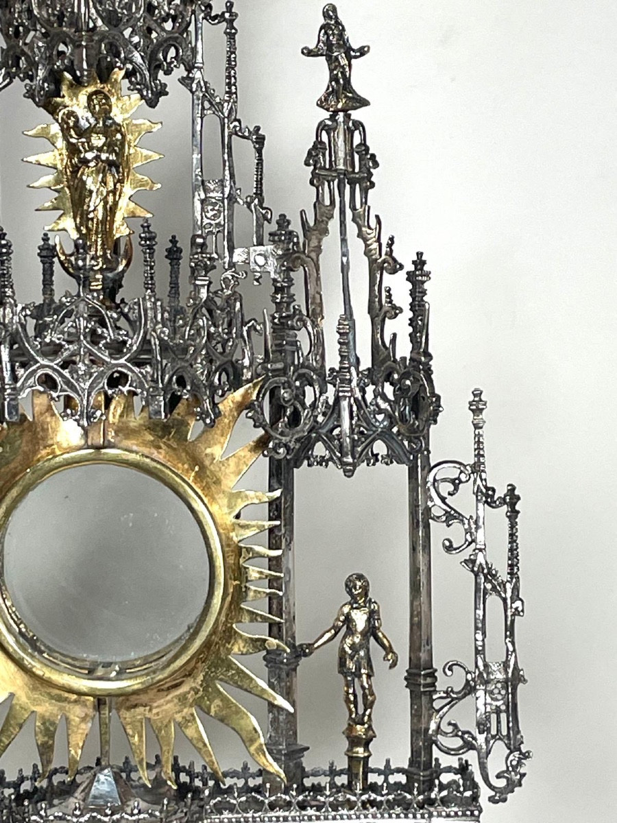 Grande  Monstrance ( Custodia ) en Argent massif et partiellement doré, Espagne environ 1600-photo-5