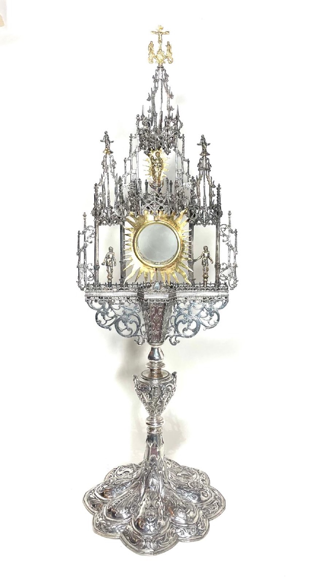 Grande  Monstrance ( Custodia ) en Argent massif et partiellement doré, Espagne environ 1600