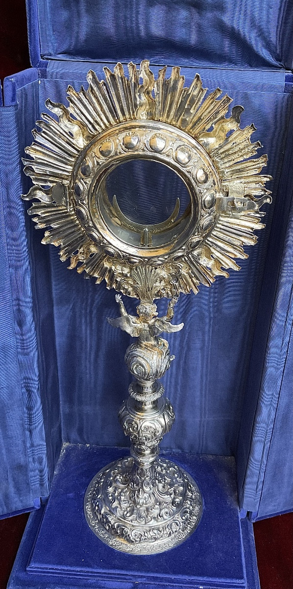 Ostensoir Baroque en Argent et Vermeil , Italie XVIIIème Siècle -photo-3