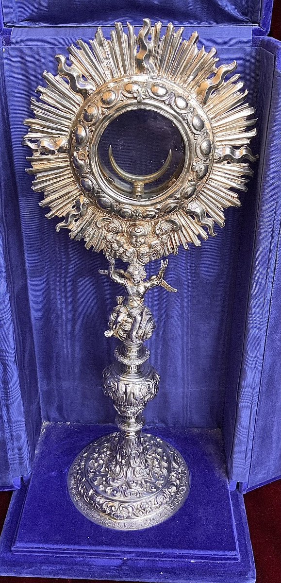 Ostensoir Baroque en Argent et Vermeil , Italie XVIIIème Siècle 