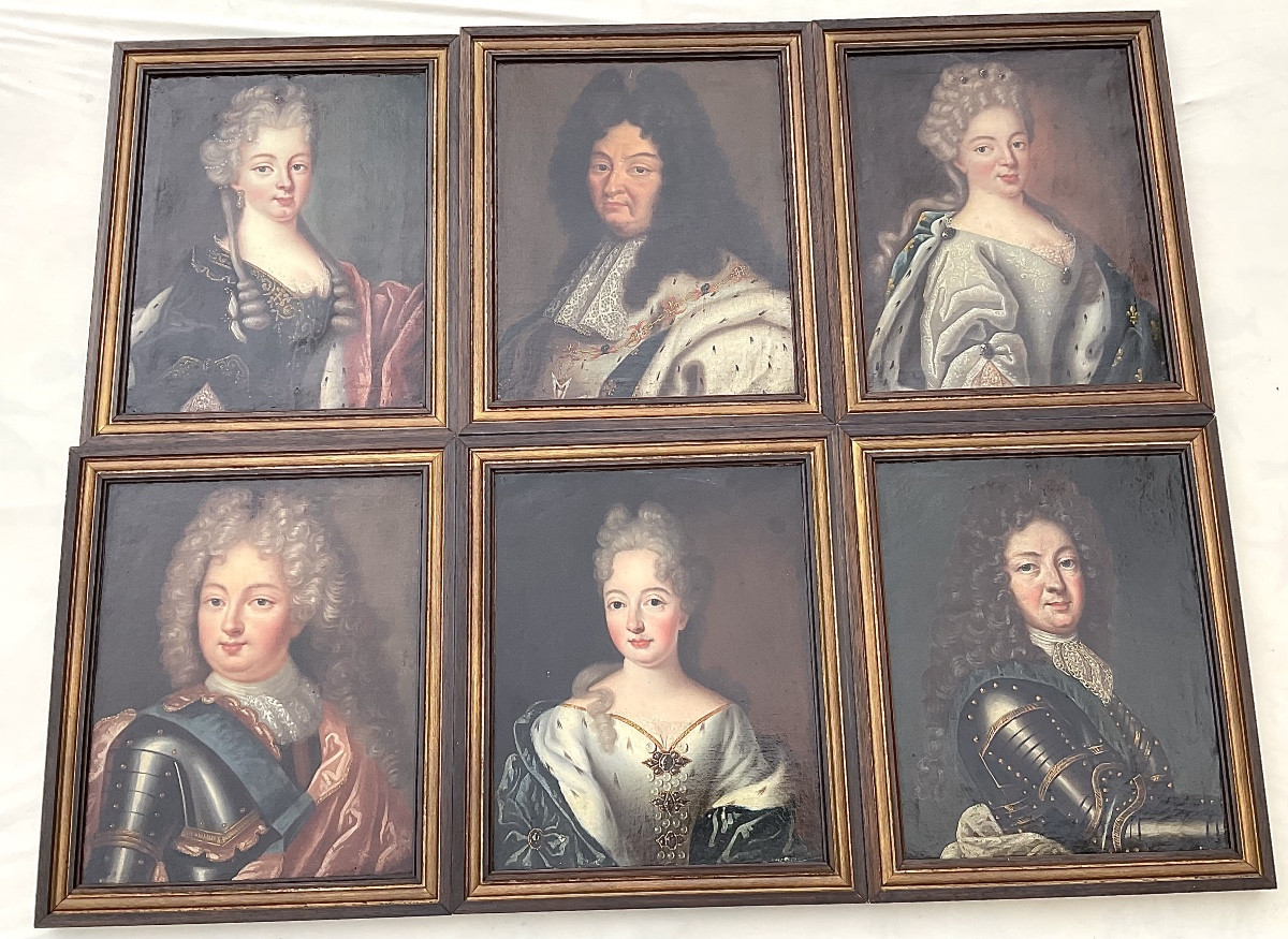 Six Court Portraits Of The Entourage Of Louis XIV, Oil On Canvas, France, 18th Century -photo-3