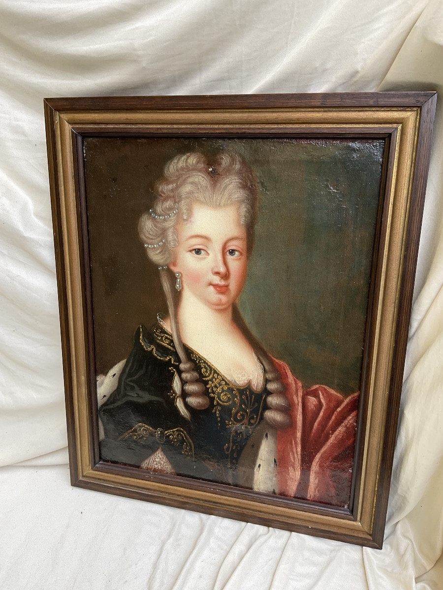 Six Court Portraits Of The Entourage Of Louis XIV, Oil On Canvas, France, 18th Century -photo-4