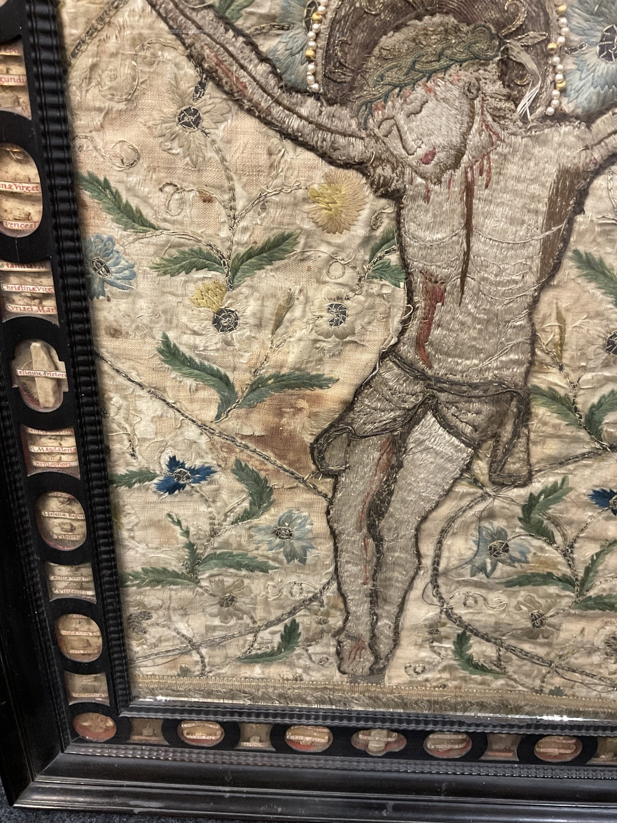 Grand Cadre Reliquaires en Bois ébonisé abritant des Reliques de Saints et Martyrs Italie XVIIe-photo-3