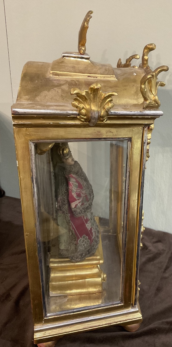 Vitrine de Dévotion ( Travail de Soeurs ) , Vierge à l’Enfant en Cire,  couronnées, Tirol XVIII-photo-6