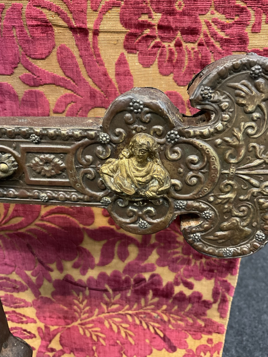 Croix de Procession , Cuivre repoussé, ciselé , anciennement argenté, Espagne ou Italie, XVème -photo-5