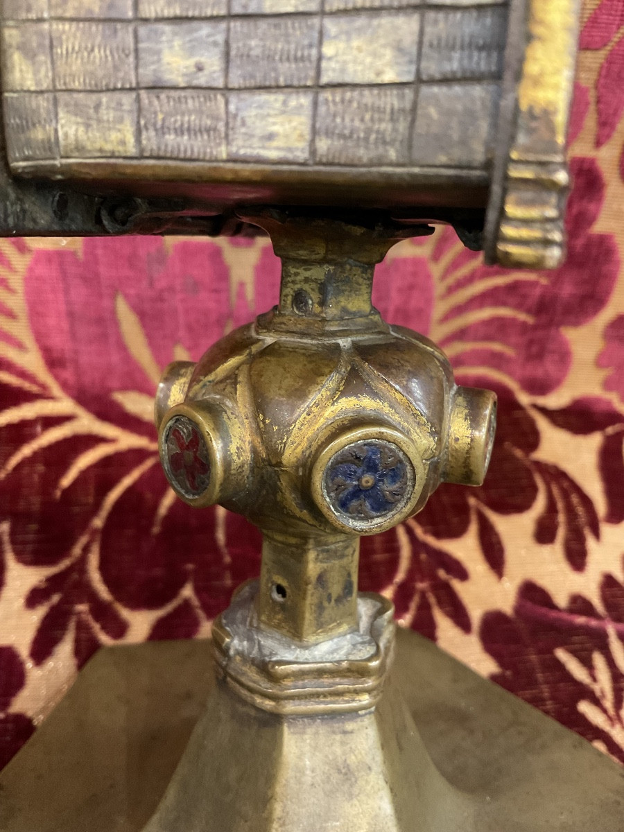 Reliquary Shrine In The Form Of A Monstrance, Gilded Copper, Repoussé, Engraved, Limoges, 15th Century -photo-1