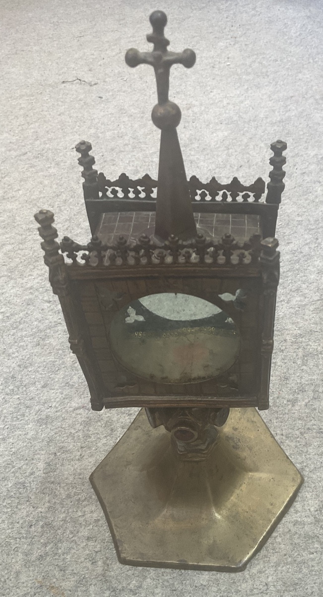 Reliquary Shrine In The Form Of A Monstrance, Gilded Copper, Repoussé, Engraved, Limoges, 15th Century -photo-8