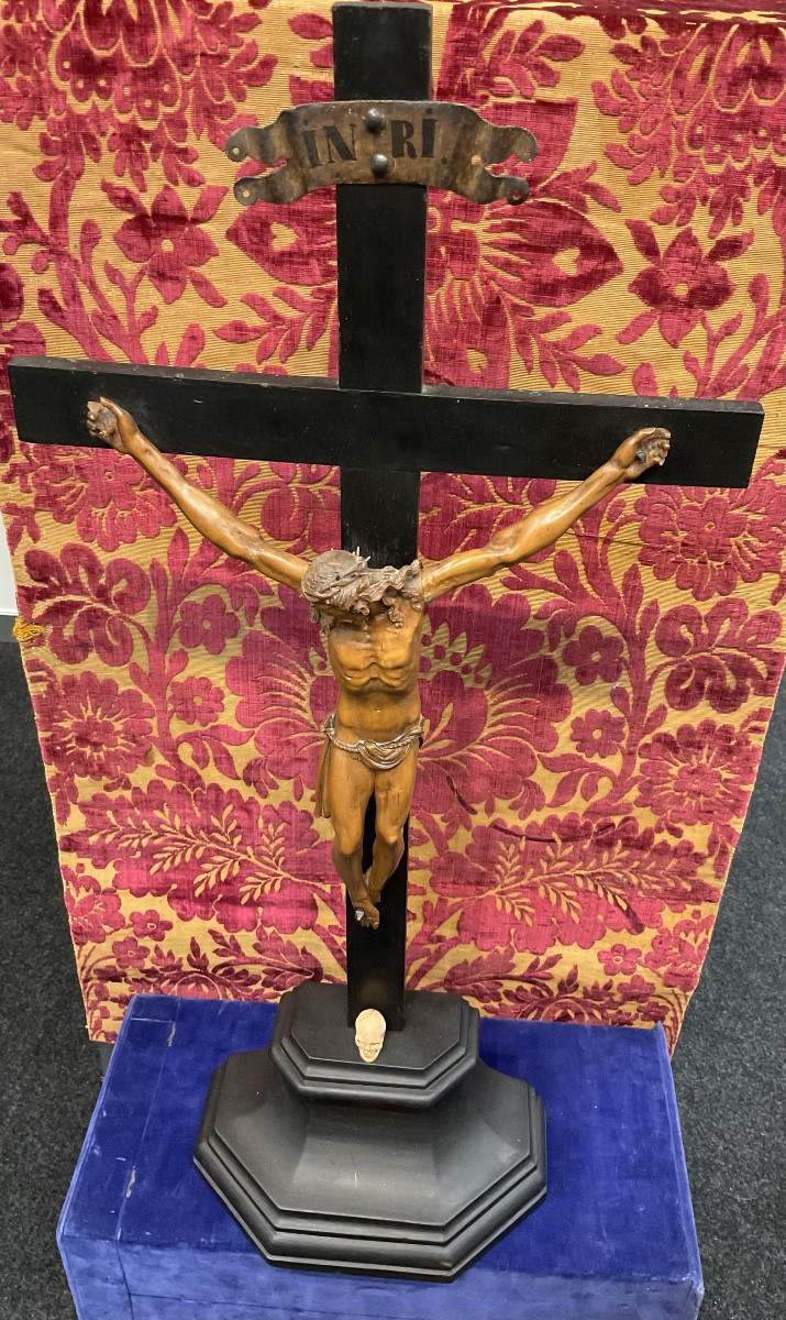 Crucifix Reliquary With Nail Of The True Cross, Body Of Christ In Boxwood, Early 17th Century-photo-2