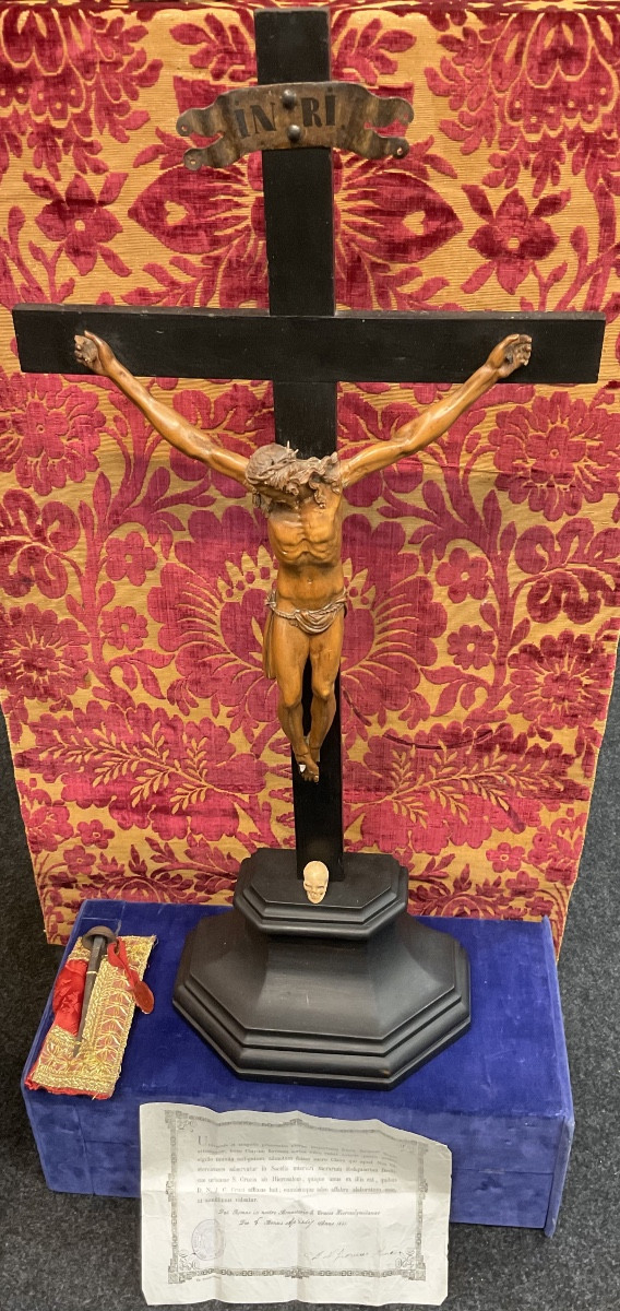 Crucifix Reliquary With Nail Of The True Cross, Body Of Christ In Boxwood, Early 17th Century