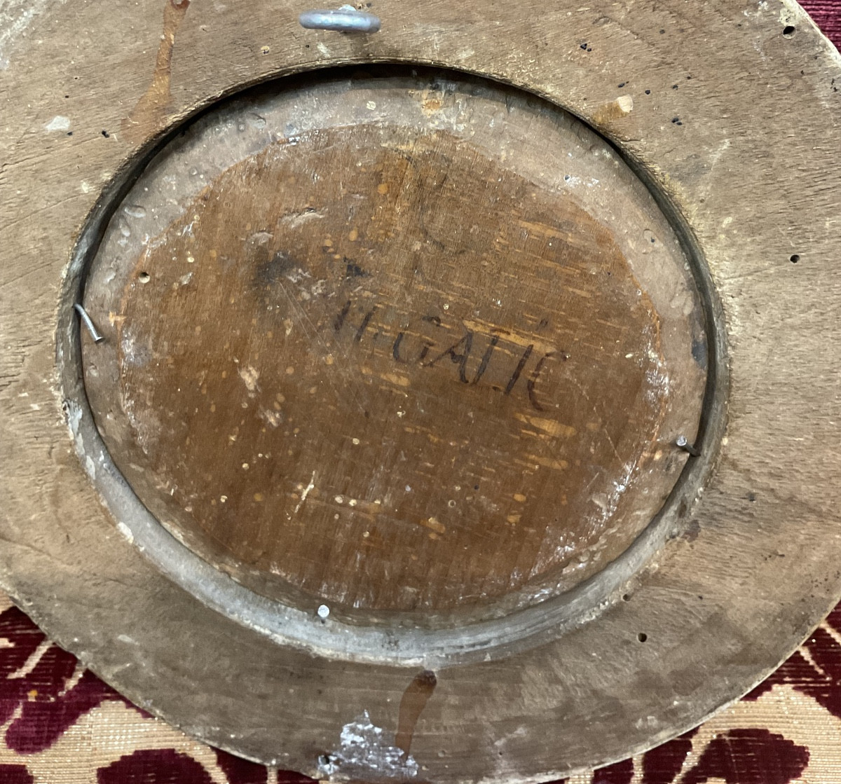 Tableau en rond ( Tondo ),Huile sur bois, « Marie Madeleine en Méditation, Europe Central XVIII-photo-4