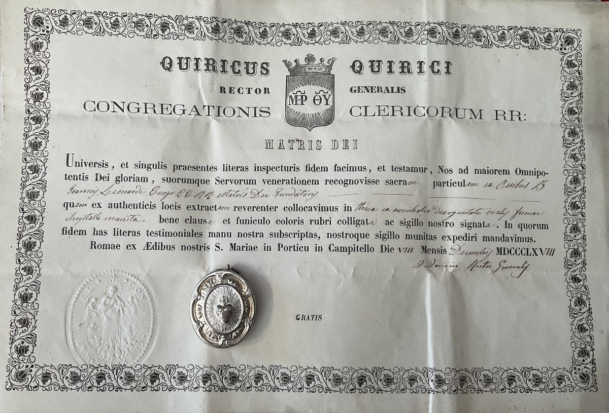 Capsule-Reliquaire ( Encolpion) de Saint Léonard accompagné de son Authentique, daté 1868.-photo-2